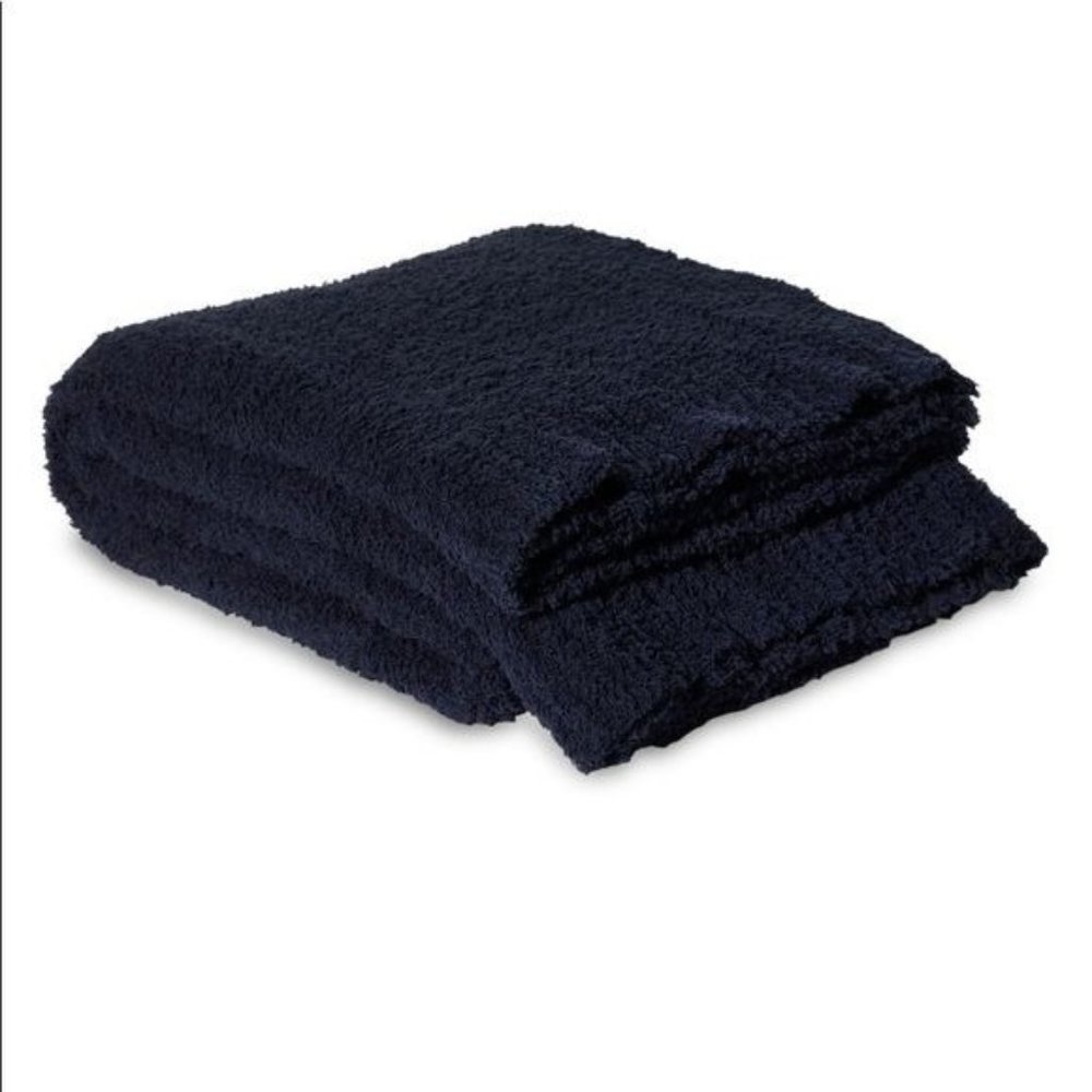 Aqua Solid Cozy Throw -color: Navy